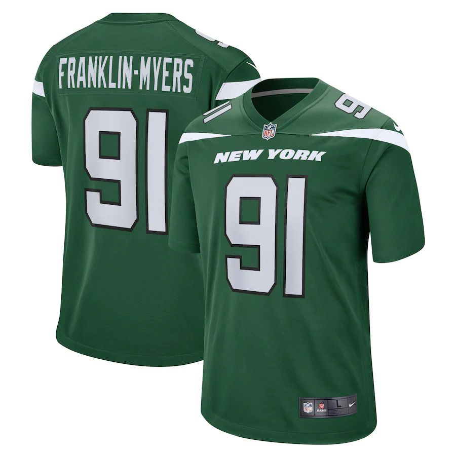 Men New York Jets 91 John Franklin-Myers Nike Gotham Green Game NFL Jersey